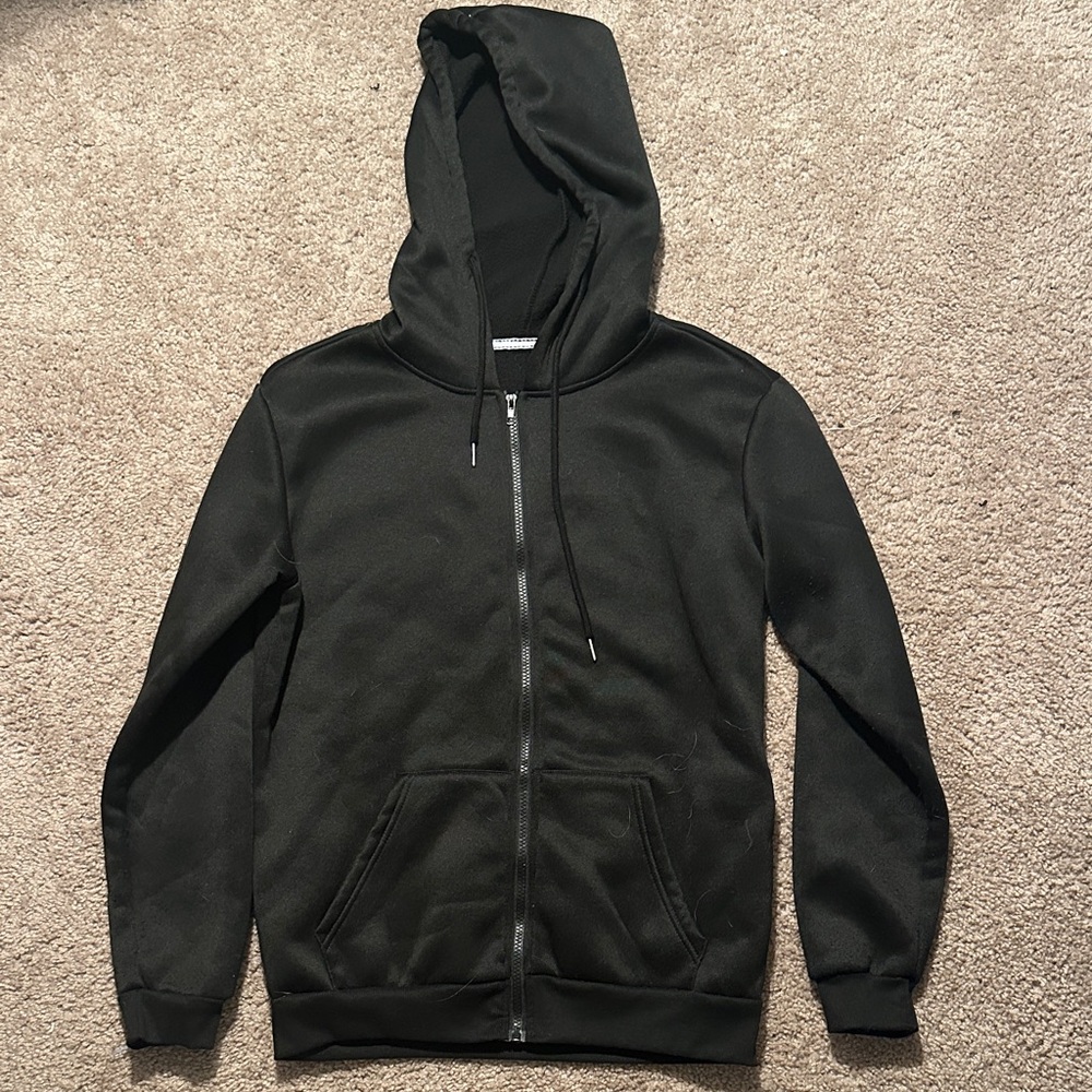 SHEIN Men's Zip-Up Black Hoodie